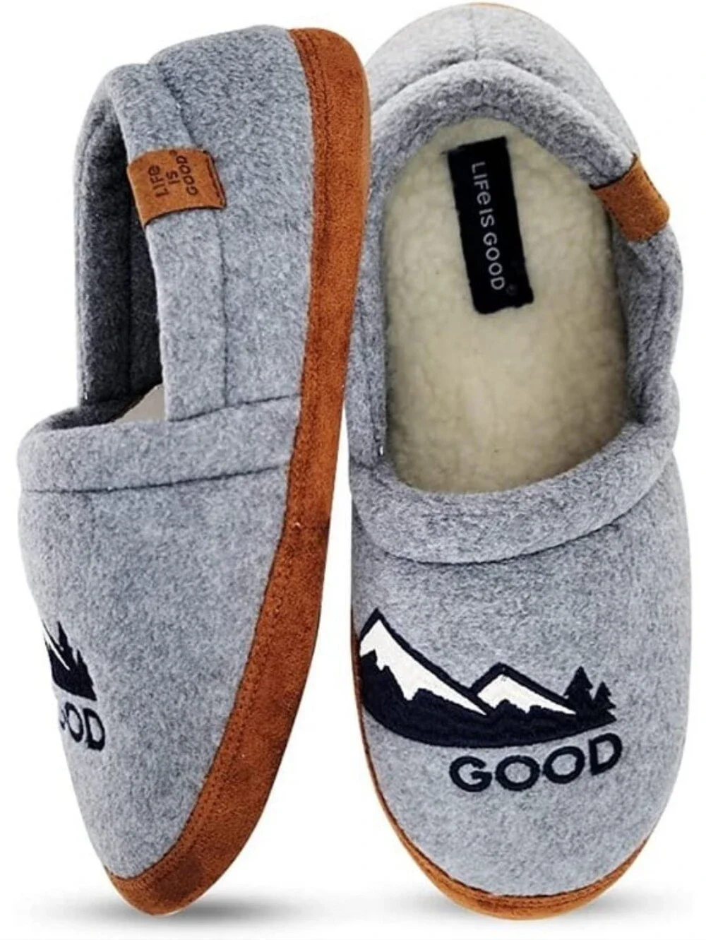 Vintage Style Life Is Good Mountain Fleece Slippers Gorpcore Mocs Size 10 M
